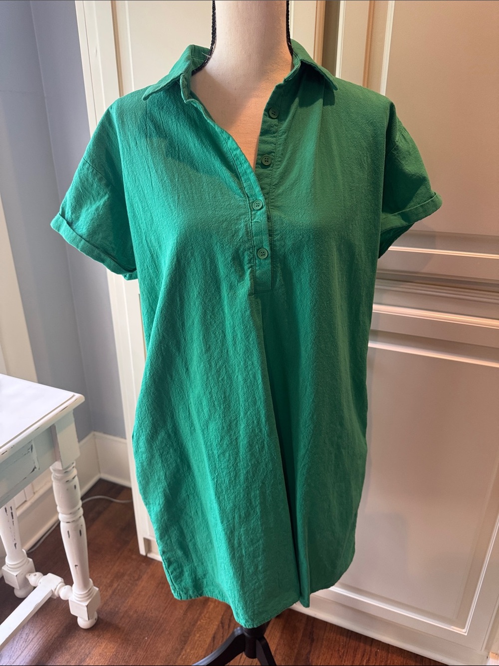 zeagoo Green Short-Sleeve Collared Tunic